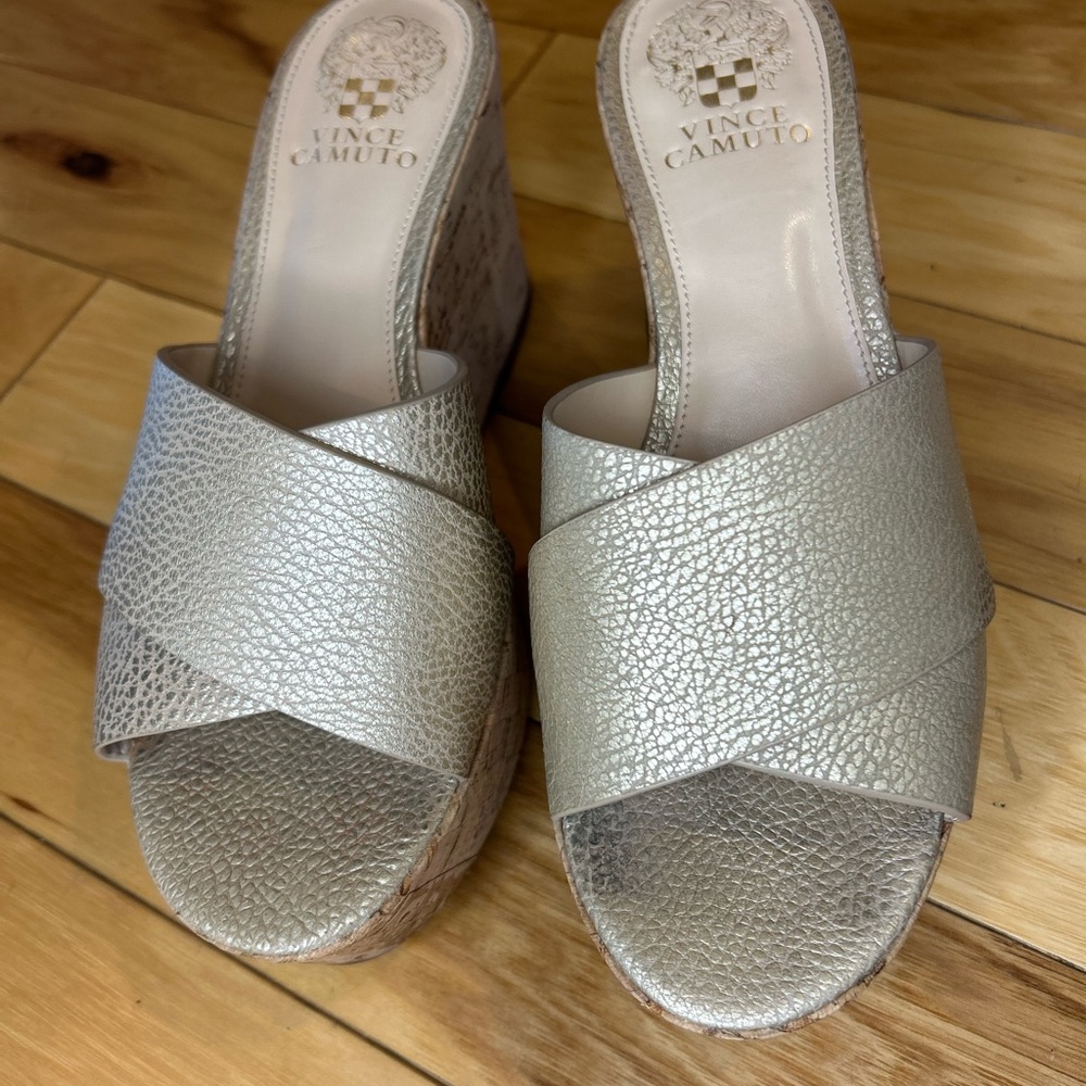 Vince Camuto Kessina Women's Leather Cork Wedge Sandals - Picture 5 of 14